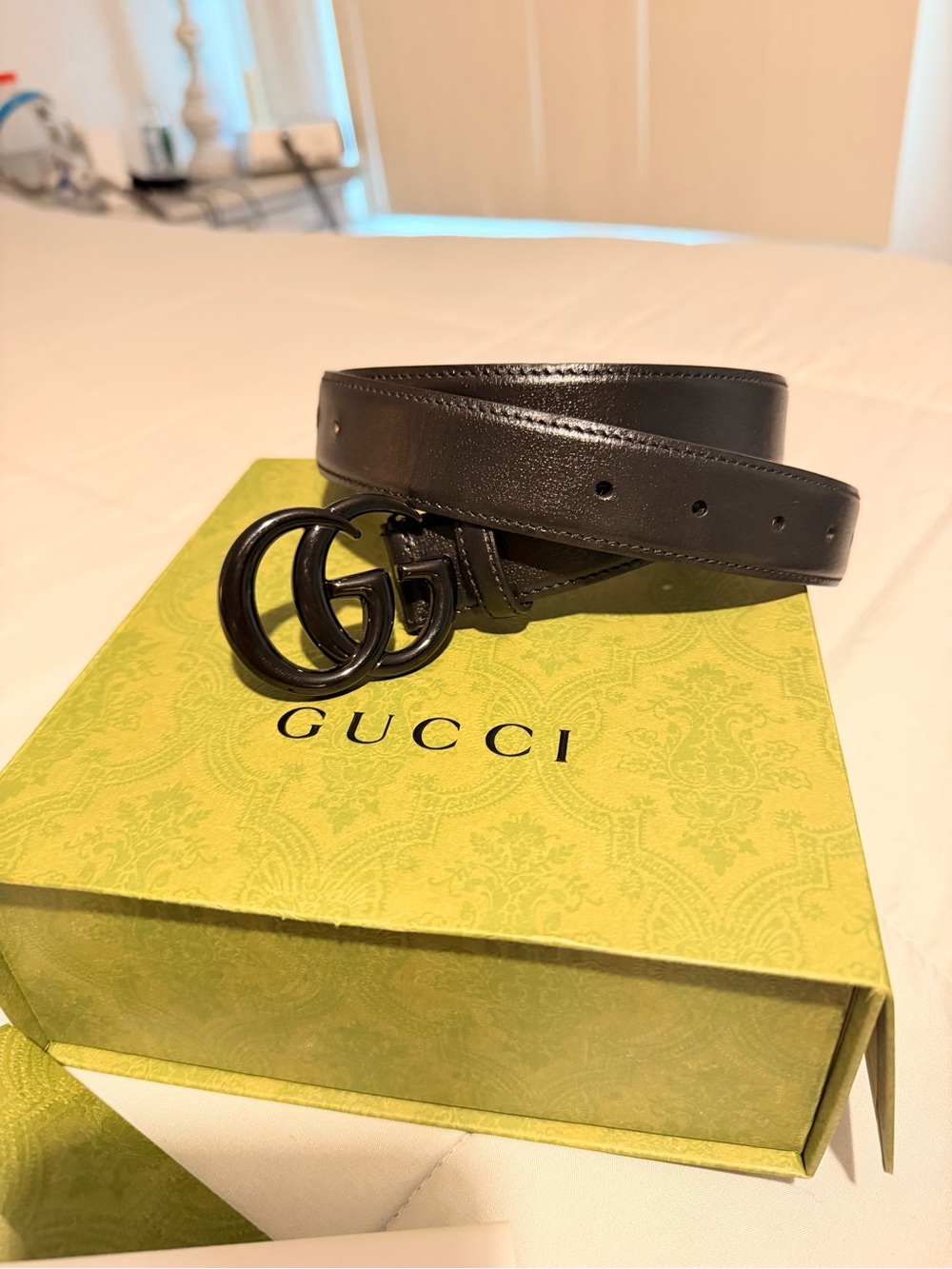 Gucci Black Leather Belt with Black Interlocking G Buckle